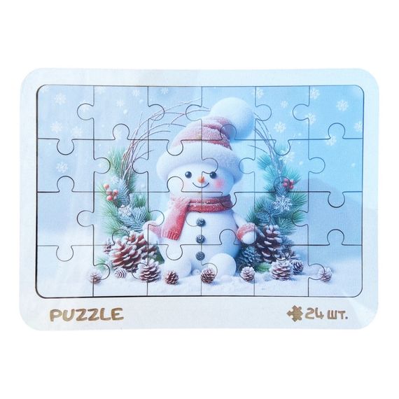 Новогодний пазл-вкладыш "Снеговичок" 3240-19-006, 16х22 см