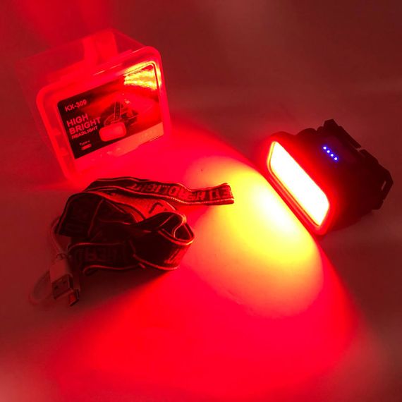 Тактичний налобний ліхтар на акумуляторі YM-309-COB(white+red), Ліхтар на лоб для риболовлі Police QI-67 | Зображення 1