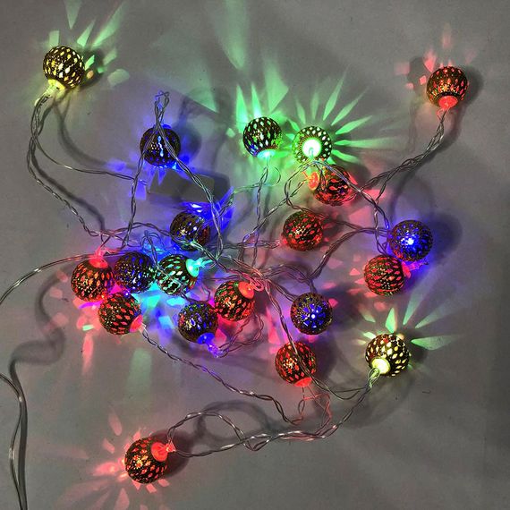 Гірлянда металеві кульки, різнобарвна, провід EJ-150 прозорий, 3м | Зображення 3