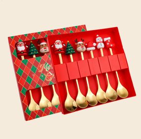 Набір чайних ложок новорічних Merry Christmas 14746 15.5 см 6 золотистий предметів