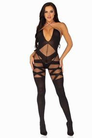 Бодистокинг с доступом Leg Avenue Illusion halter bodystocking Черный One size
