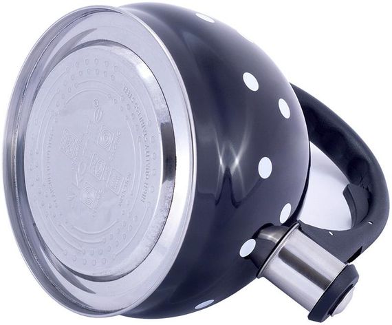 Чайник Kamille Polka Dot Kettle 2л з нержавіючої сталі зі свистком, в горошок, чорний | Зображення 3