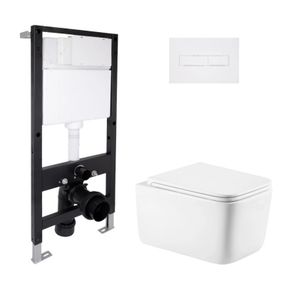 Готовое решение Qtap для ванной комнаты: подвесной унитаз Gemini Ultra Quiet 520x360x350 + комплект инсталляции Standard (линейная
