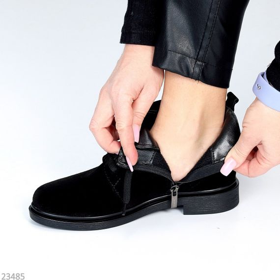 Класичні чорні черевики натуральна замша низький хід | Зображення 3