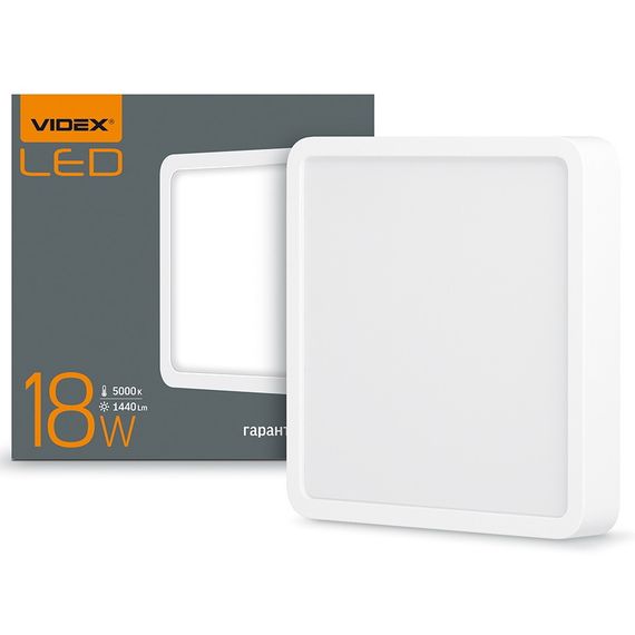 Точечный светильник VIDEX 18W 5000K VL-DLSS-185 накладной квадратный | Зображення 1