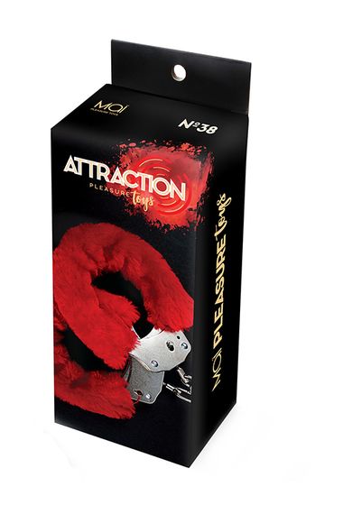 Наручники з хутром MAI No.38 METAL FURRY HANDCUFFS RED, Червоний | Зображення 1