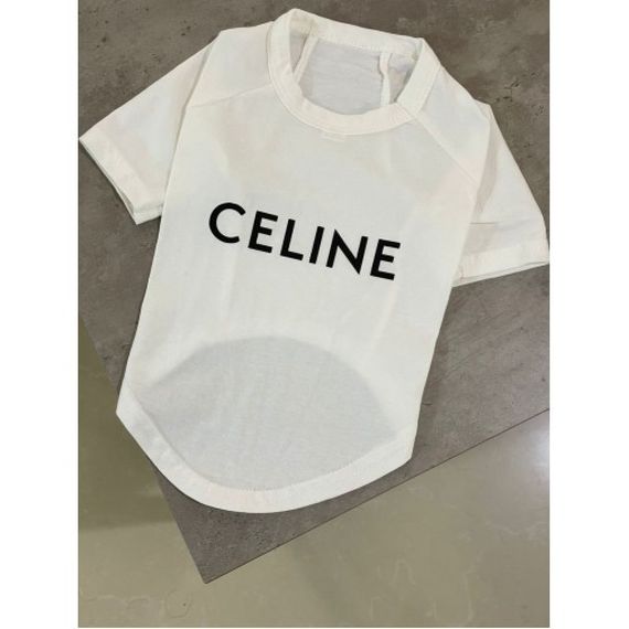 Брендовая футболка для собак и котов Celine белая | Зображення 1