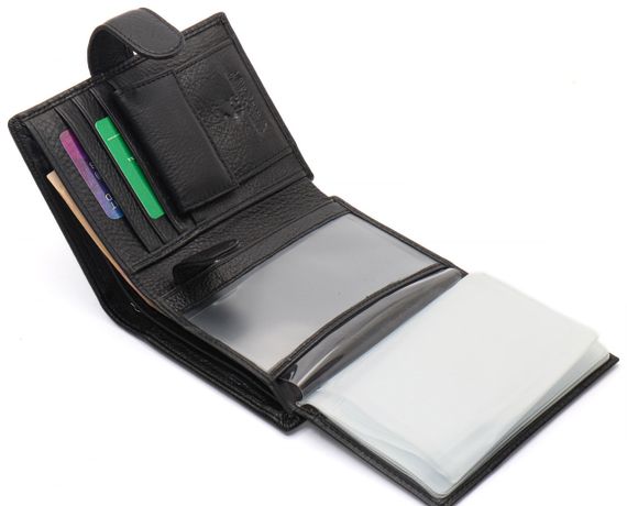 Чорний чоловічий гаманець вертикального типу з натуральної шкіри під документи Marco Coverna MC-5176-1 | Зображення 4