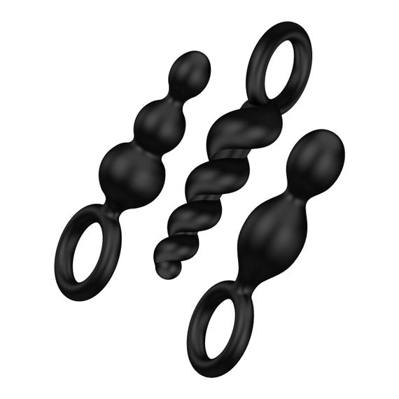 Набор анальных игрушек Satisfyer Plugs black (set of 3) - Booty Call, макс. диаметр 3 см sexstyle