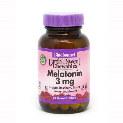 Аминокислота Bluebonnet Nutrition Мелатонин, Melatonin, 3 мг, EarthSweet, Малиновый Вкус, 60 (BLB0993) - Топ