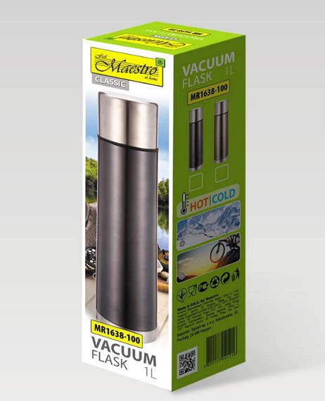 Термос із нержавіючої сталі Maestro MR-1638-100 1 л термопляшка Маестро | Зображення 3