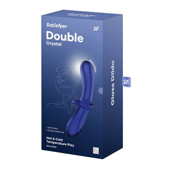 Двусторонний стеклянный дилдо Satisfyer Double Crystal Light blue, боросиликатное стекло, унисекс | Зображення 4