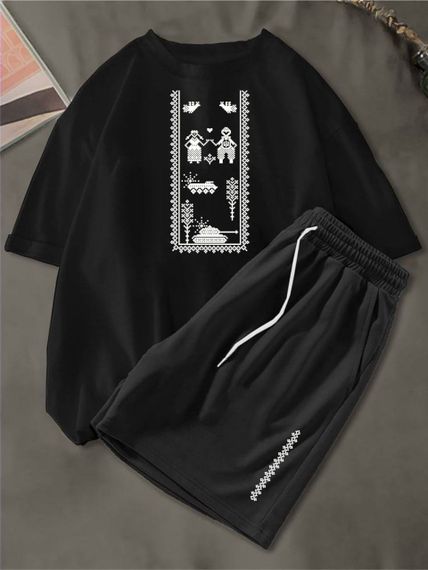 Мужской летний спортивный костюм шорты и футболка IS518 цвет черный размер 50/52 | Зображення 1