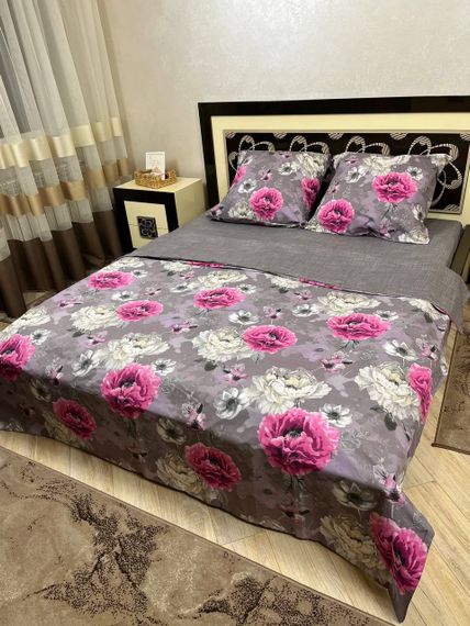 Комплект постельного белья Soft евро 200х220 см цветы Пионы