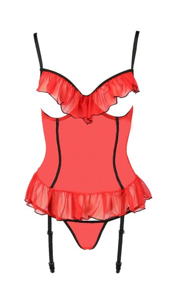 Корсет із відкритими грудьми S/M червоний CHERRY CORSET - Passion Sex Aura | Зображення 2