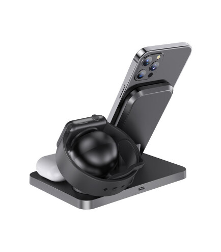 Бездротове зарядне Hoco CW33 Ultra-Charge 3-in-1 vertical wireless fast charger | Зображення 2