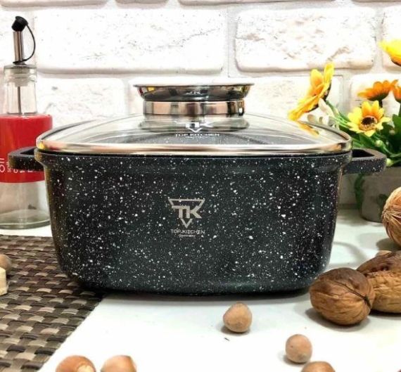 Каструля-казан квадратна з мармуровим покриттям 24 х 11см/4,5л  Top Kitchen TК00055  Чорна | Зображення 2