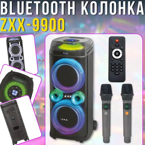 Портативна акустична колонка ZXX-9900 з 2 мікрофонами динаміки 2х10 дюймів OI-26 | Зображення 2