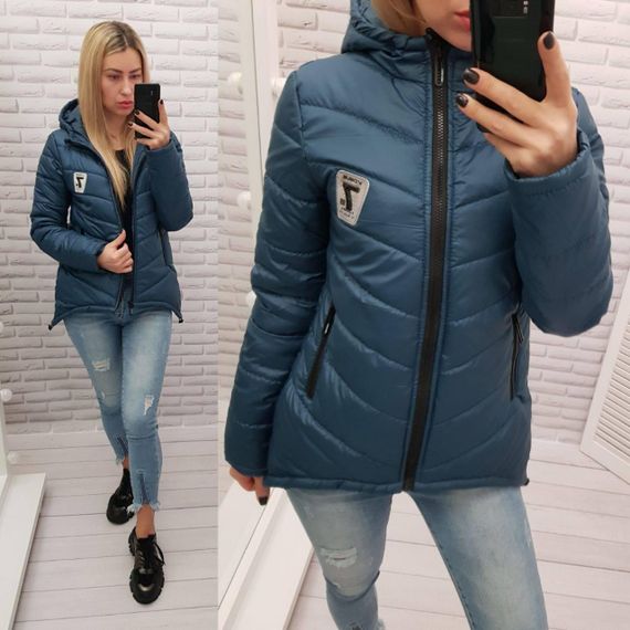 Жіноча демісезонна куртка з емблемою, арт.210/7, синій | Зображення 2