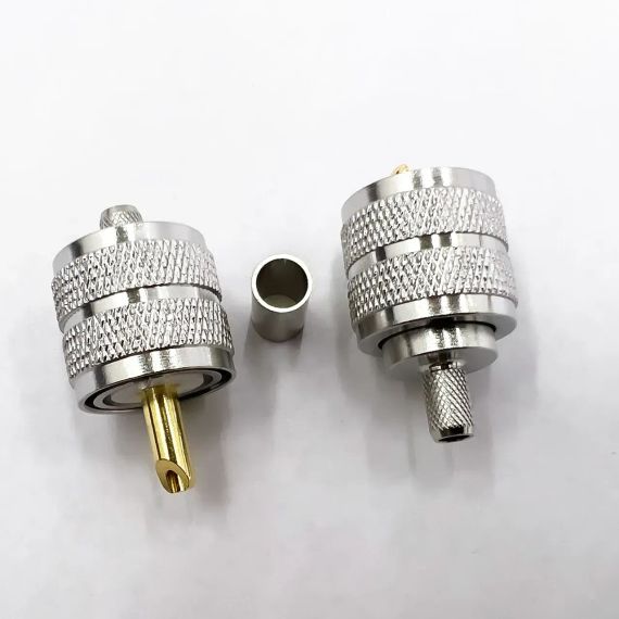 Разъем UHF Male (папа, вилка) PL259, UHF-PL обжимной на кабель RG58 RG142 RG223 LMR195 SYV50-3 под обжим | Зображення 1