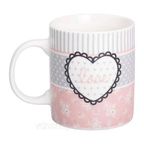 Чашка фарфоровая 400 (мл) чашка для кофе и чая з надписью и сердцем Lugi RX-N240143PKV