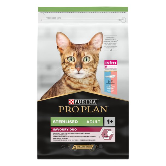 Сухий корм Purina Pro Plan  Sterilised Adult 1+ Savoury Duo для стерилізованих котів з тріскою та фореллю 10кг | Зображення 1