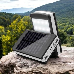 УМБ Power Bank Solar 40000 mAh мобильное зарядное с солнечной панелью и лампой. AH-924 Цвет: черный