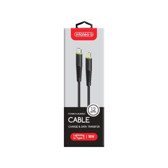 Дата кабель Type-C to Lightning 1.2m CBFLEXTL1 18W black Intaleo (1283126542459) | Зображення 1