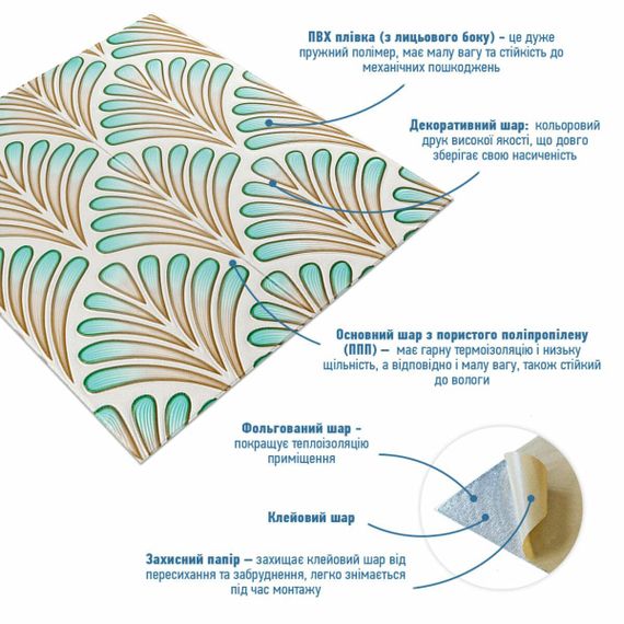 Панель стінова 3D 680х680х4мм Коричнево-зелений візерунок SW-00001988 | Зображення 1