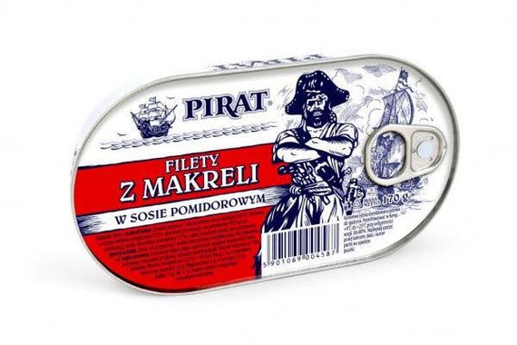 Філе скумбрії (маклелі) Pirat у томатному соусі, 170 г, Польща, ж/б, з вітаміном Омега 3