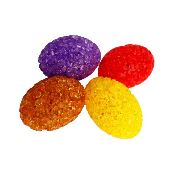 Игрушка для котов ТМ "FOX" яйца глицериновые 3*4,5см микс в пакете 25шт (фиолет., желт., красн, янтарь