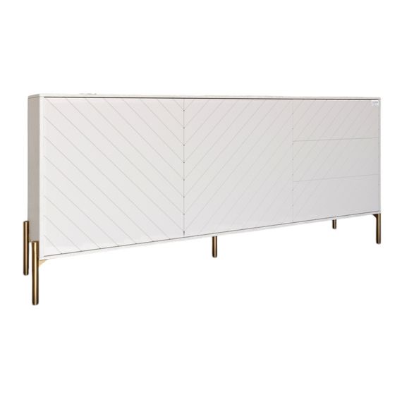 Комод з золотими металевими ніжками LION Амарант 168x40x76,5 см Бетон Style/Білий (LION-041955) | Зображення 1