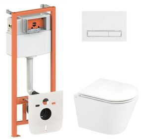 Набір Qtap Nest 4 в 1 підвісний унітаз Scorpio Ultra Quiet 520x365x365 + комплект інсталяції QT1433053EUQW45169