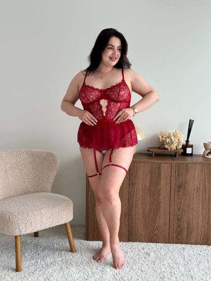 Бордовий комплект білизни PLUS SIZE | Зображення 1