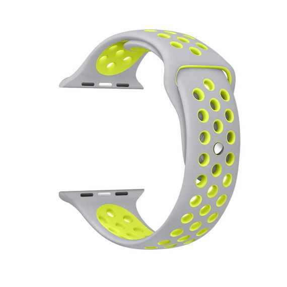 Спортивний ремінець з перфорацією Primo для Apple Watch 42mm / 44mm / 45mm розмір L - Grey&Yellow