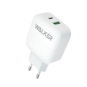 Зарядний пристрій мережевий USB/Type-C QC+PD 18W білий WALKER WH-37