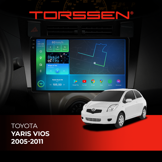 Штатна магнітола Torssen 2K Toyota Yaris Vios 05-11 F96128 4G Carplay DSP