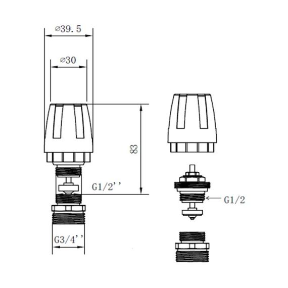 Кран термостатичний SD Forte 1/2"х3/4" для колектора SFE009 | Зображення 1