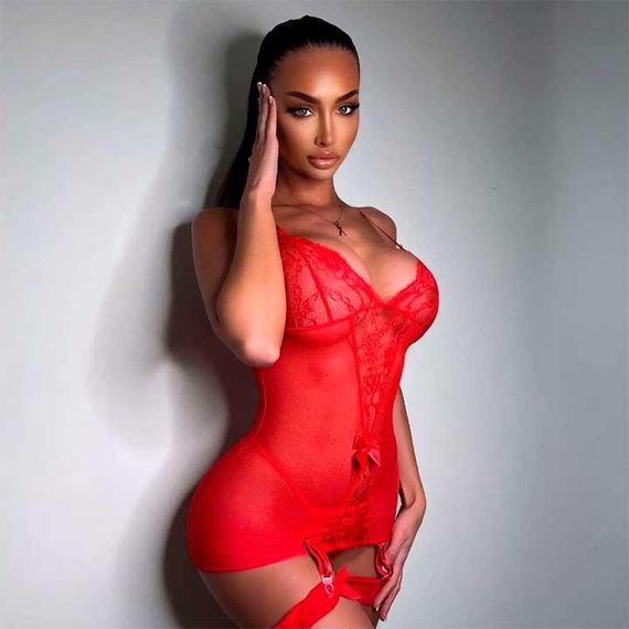 Коротенький пеньюар із підв'язками для панчіх червоний XS-S — Еротична білизна | Зображення 5