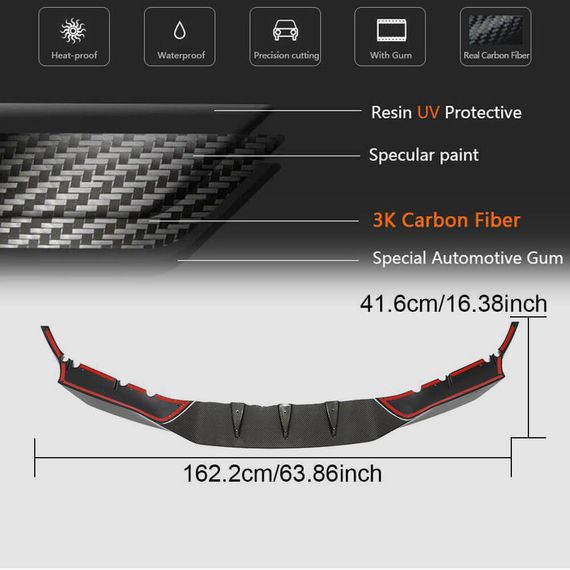 Накладка на передній бампер Lip V4 (для M5 F90 2017-2020, Карбон) для BMW 5 серія G30/31 рр | Зображення 5