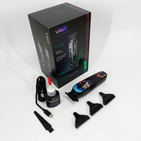 Тример акумуляторний для стрижки VGR V-260 RED, 3 насадки, LED дисплей | Зображення 3