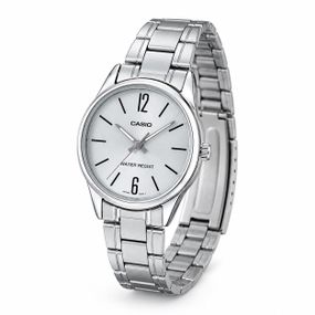 Жіночий годинник Casio LTP-V005D-7B з металевим браслетом та сріблястим циферблатом