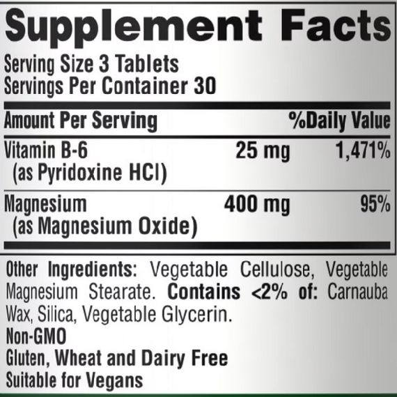 Витаминно-минеральный комплекс Puritan's Pride Magnesium with Vitamin B6 90 Tabs | Зображення 1