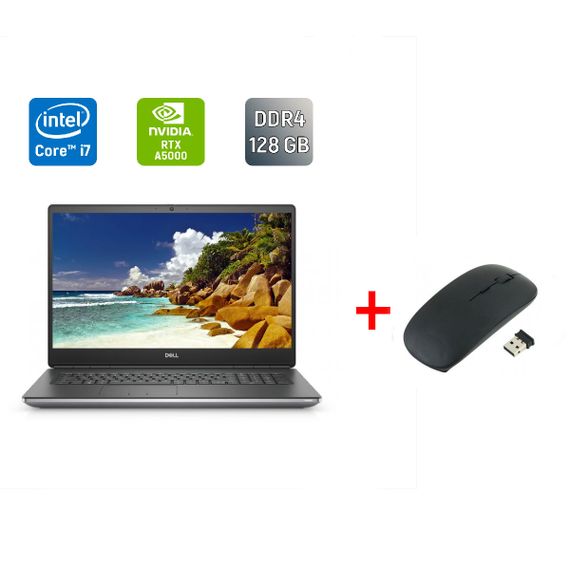 Мобільна робоча станція Dell Precision 7760 / 17.3" (3840x2160) IPS / Intel Core i7-11850H (8 (16) ядер по 2.5 - 4.8 GHz) / 128 GB DDR4 / 1000 GB SSD / nVidia RTX A5000, 16 GB GDDR6, 256-bit / WebCam / HDMI / Windows 11 б/в + Подарунок Миша / USB