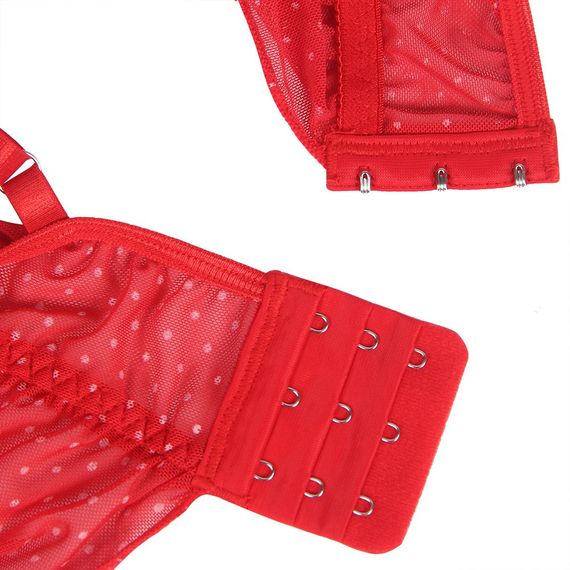 Пеньюар в горошек с бантами на груди Star Night и стринги в комплекте, красный, XS/S sexstyle | Зображення 6