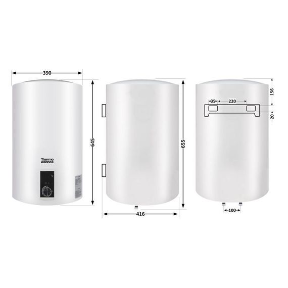 Водонагрівач електричний Thermo Alliance 50 л вертикальний, сухий ТЕН 2,0 кВт D50V20J2(D)K | Зображення 1