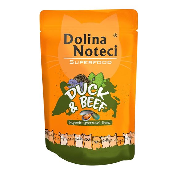 Вологий корм для котів з качкою та яловичиною Dolina Noteci Superfood Cat Duck & Beef, 85 гр