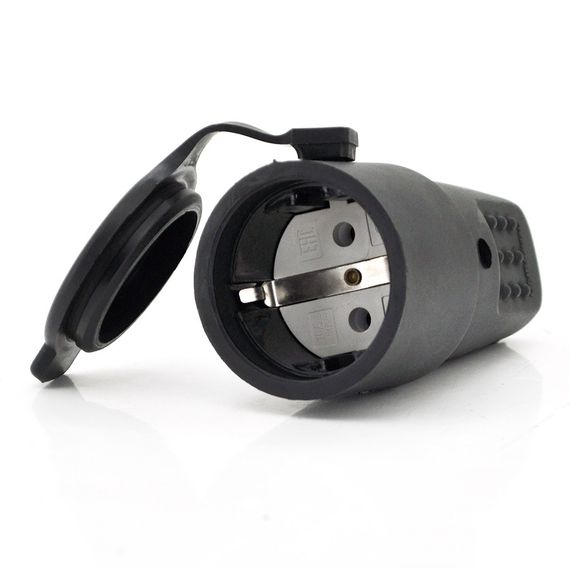 Штепсельний роз'єм каучуковий з заземленням IP44 16A 250V 602228, Black