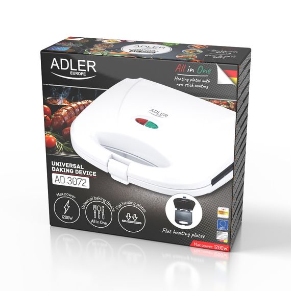 Электрогриль контактный Adler AD 3072, 1200 Вт, антипригарные пластины, белый | Зображення 9
