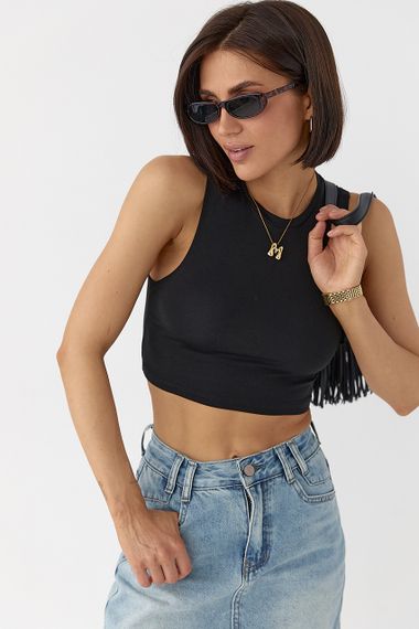 Еластична майка-топ - чорний цвет, M (є розміри)